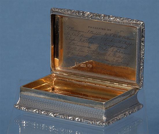 An early Victorian snuff box, by Nathaniel Mills, Length 82mm Weight: 4.1oz/128grms.